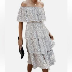Amazon Tiered Off-Shoulder Polka Dot Dress